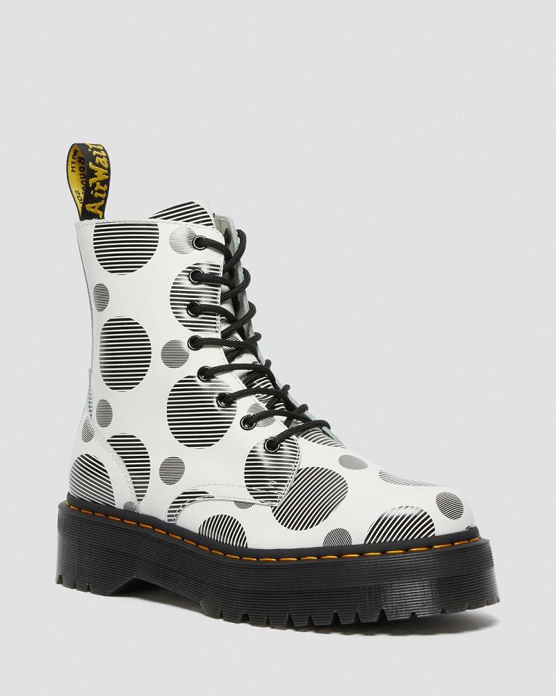 Dr Martens Jadon Polka Dot Smooth Leren Platform Laarzen Heren Wit | NL 253ZUT